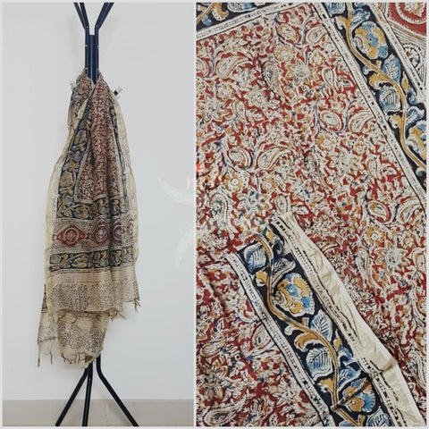 Red handloom chanderi kalamkari dupatta
