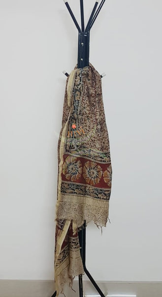 Red handloom chanderi kalamkari dupatta