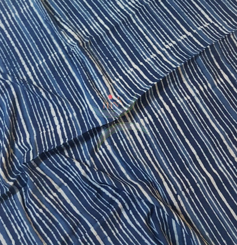 Indigo hand block printed cotton fabric
