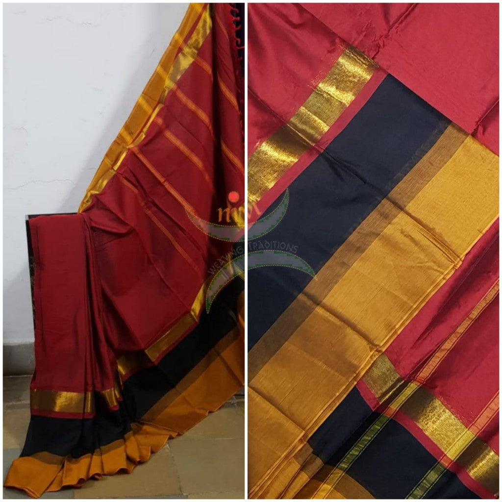 Red mercerised South cotton with 2 coloured border