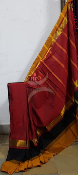 Red mercerised South cotton with 2 coloured border