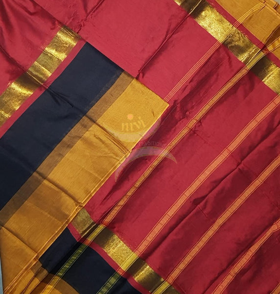 Red mercerised South cotton with 2 coloured border