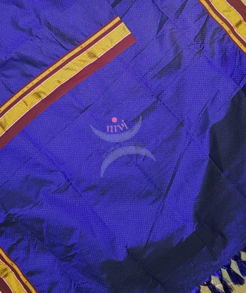 Royal blue with maroon border khun dupatta