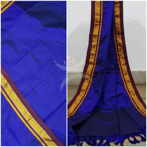 Royal blue with maroon border khun dupatta
