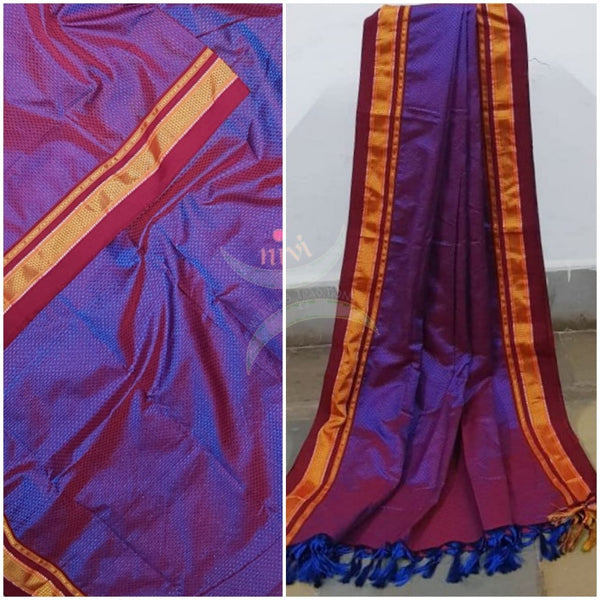 Two tone purple with maroon border khun dupatta