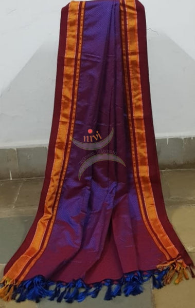 Two tone purple with maroon border khun dupatta