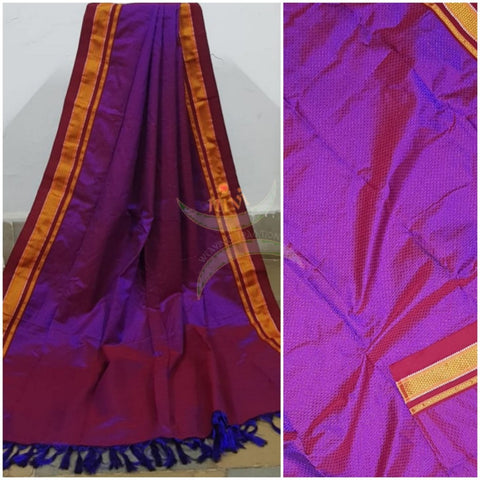 Two tone purple with maroon border khun dupatta