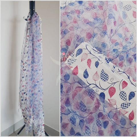 Off white organza dupatta with leaf motifs