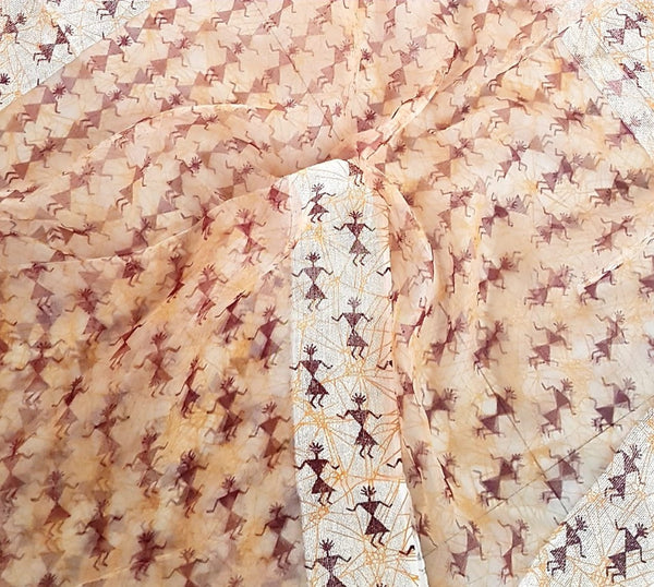 Off white organza dupatta with warli motifs