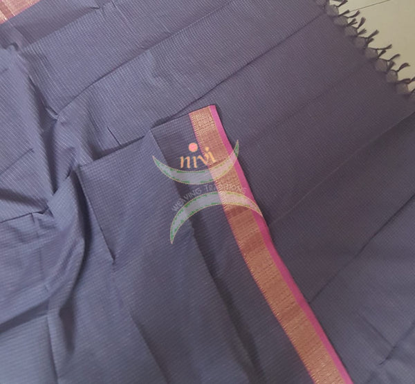 Grey chequared kota cotton dupatta with subtle zari borders.