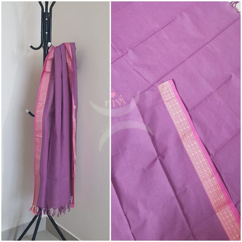 Purple chequared kota cotton dupatta with subtle zari borders.