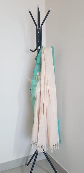 Off white chequared kota cotton dupatta with subtle zari borders.