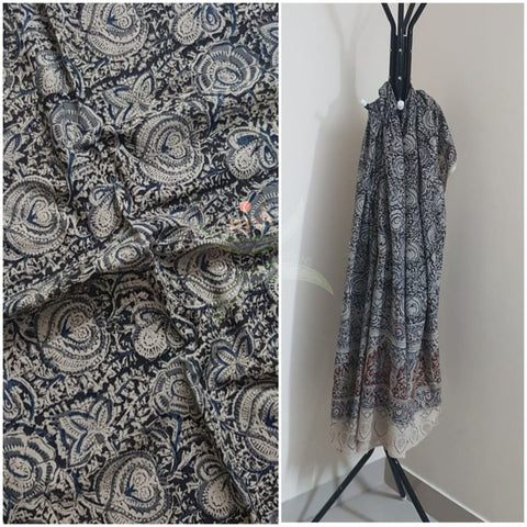 Handloom kalamkari dupatta and fabric 2 piece set. 