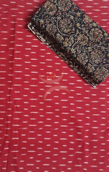 Handloom kalamkari dupatta top and handloom ikat top material  