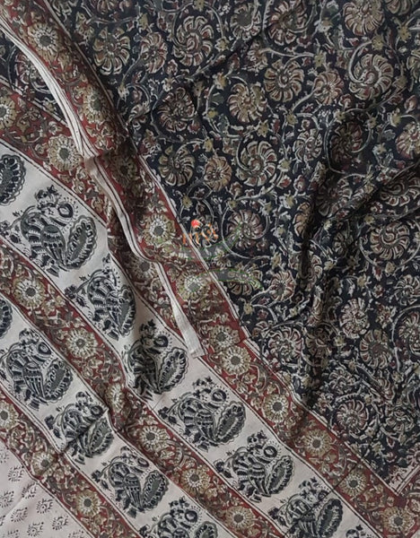 Handloom kalamkari dupatta and fabric 2 piece set. 