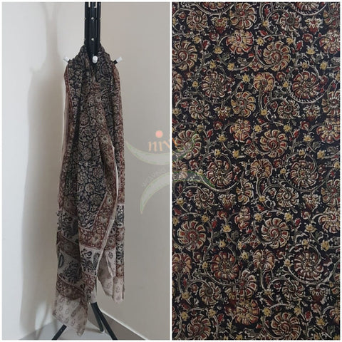 Handloom kalamkari dupatta and fabric 2 piece set. 