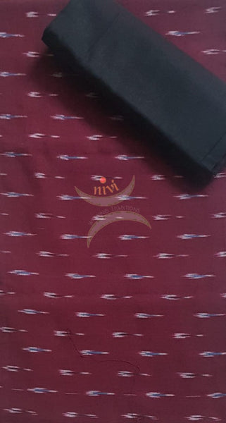 Black and maroon combination handloom pochampalli ikat 3 piece suit set.