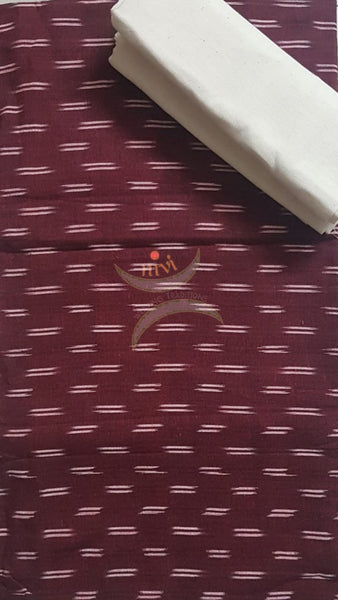 Off white and maroon combination handloom pochampalli ikat 3 piece suit set.
