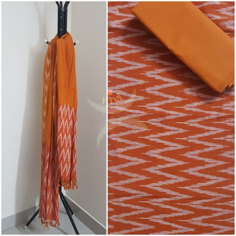 Mustard handloom pochampalli ikat 3 piece suit set.