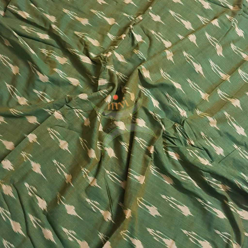 Green color handloom cotton Pochampalli ikat fabric