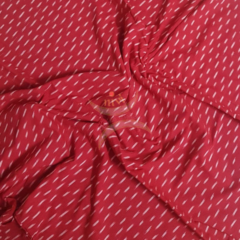 Red color handloom cotton Pochampalli ikat fabric
