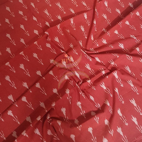 Brick Red color handloom cotton Pochampalli ikat fabric
