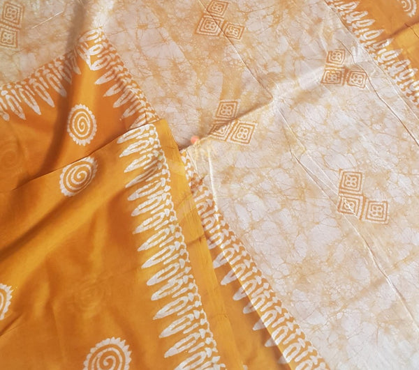 Handloom orange chanderi batik saree