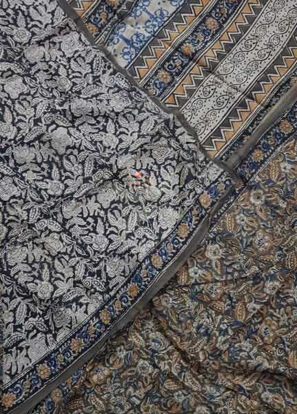 Handloom mehendi green  chennur silk kalamkari saree