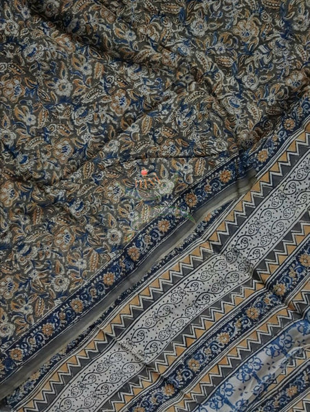 Handloom mehendi green  chennur silk kalamkari saree
