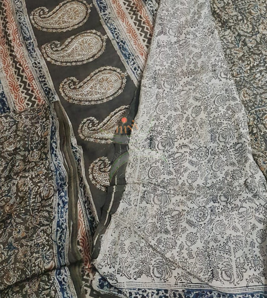 Handloom mehendi green chennur silk kalamkari saree