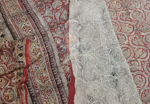 Handloom red chennur silk kalamkari saree