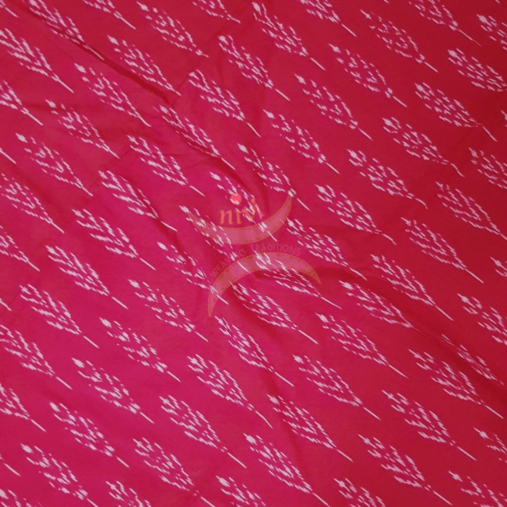 Handloom reddish pink  pochampalli ikat fabric
