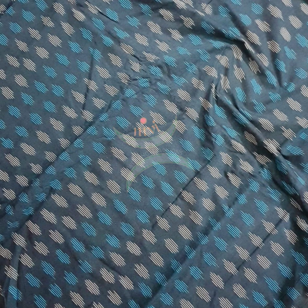 Handloom teal blue and grey pochampalli ikat fabric