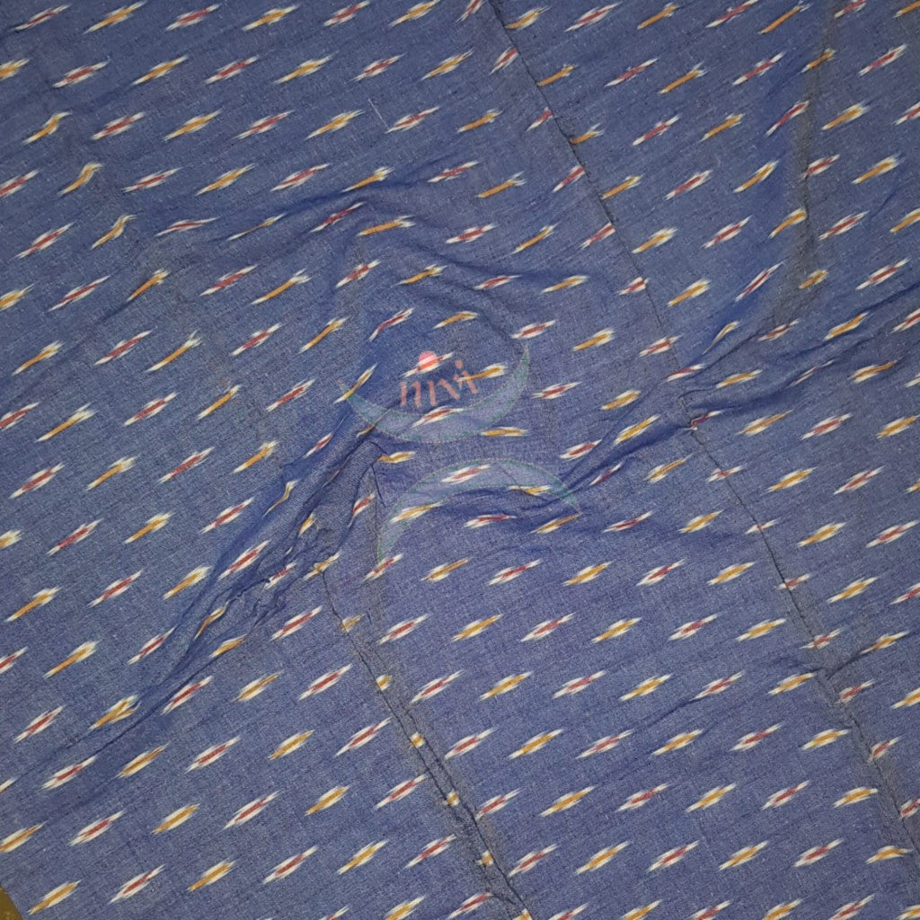 Handloom greyish blue pochampalli ikat fabric