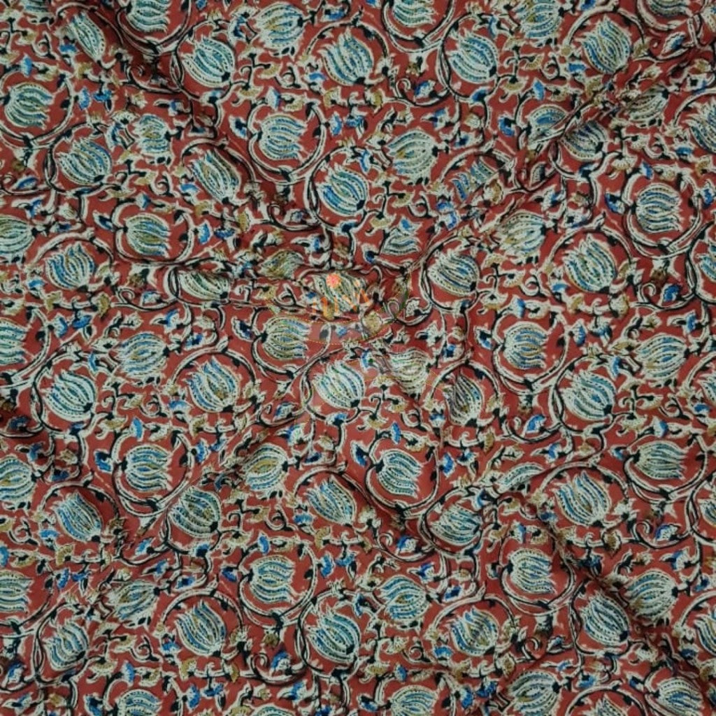 Handloom red cotton kalamkari printed fabric
