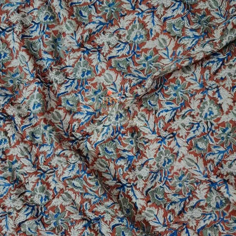 Handloom red cotton kalamkari printed fabric