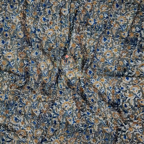 Handloom mehendi green cotton kalamkari printed fabric