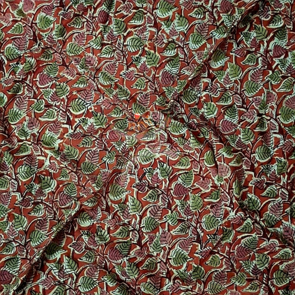 Handloom red cotton kalamkari printed fabric