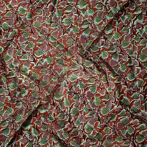 Handloom red cotton kalamkari printed fabric