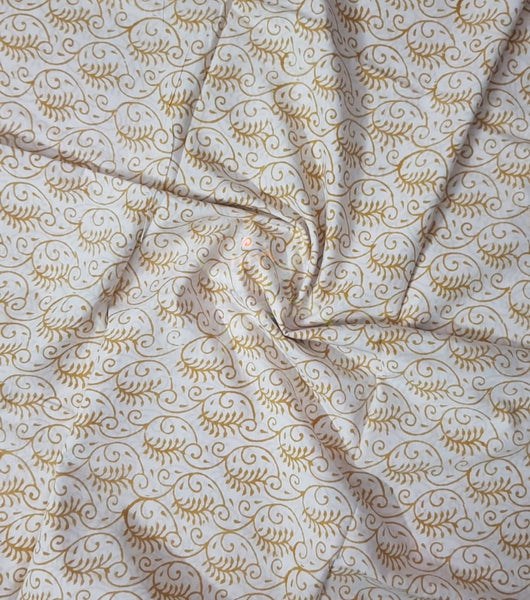 Handloom pink hand block printed dress material with floral motif and chiffon dupatta.