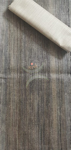 Handloom matka silk suit set with warli printed dupatta