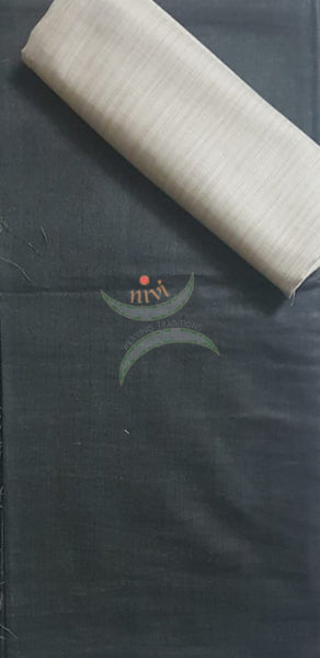 Handloom black red silk blend suit set with warli printed dupatta