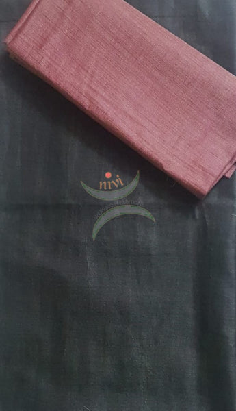 Handloom black silk blend suit set with batik dupatta