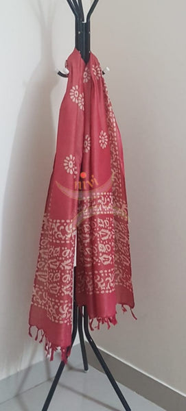 Handloom black silk blend suit set with batik dupatta