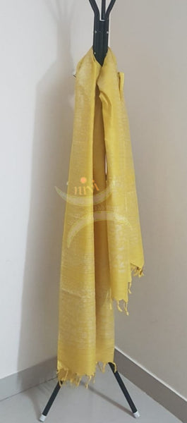 Yellow handloom silk blend batik dupatta
