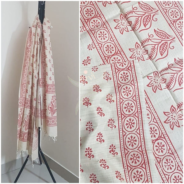 Handloom silk blend warli printed dupatta