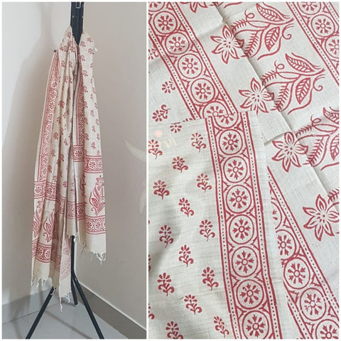 Handloom silk blend warli printed dupatta