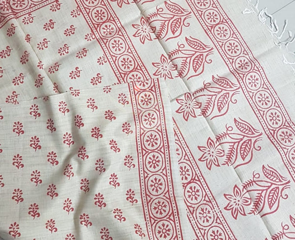 Handloom silk blend warli printed dupatta