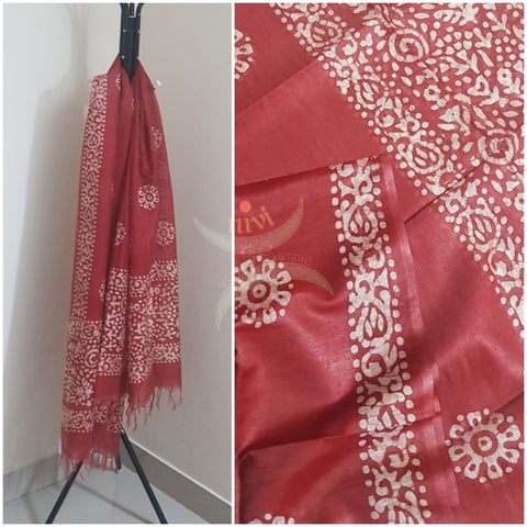 Red handloom sico batik dupatta
