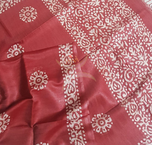 Red handloom sico batik dupatta